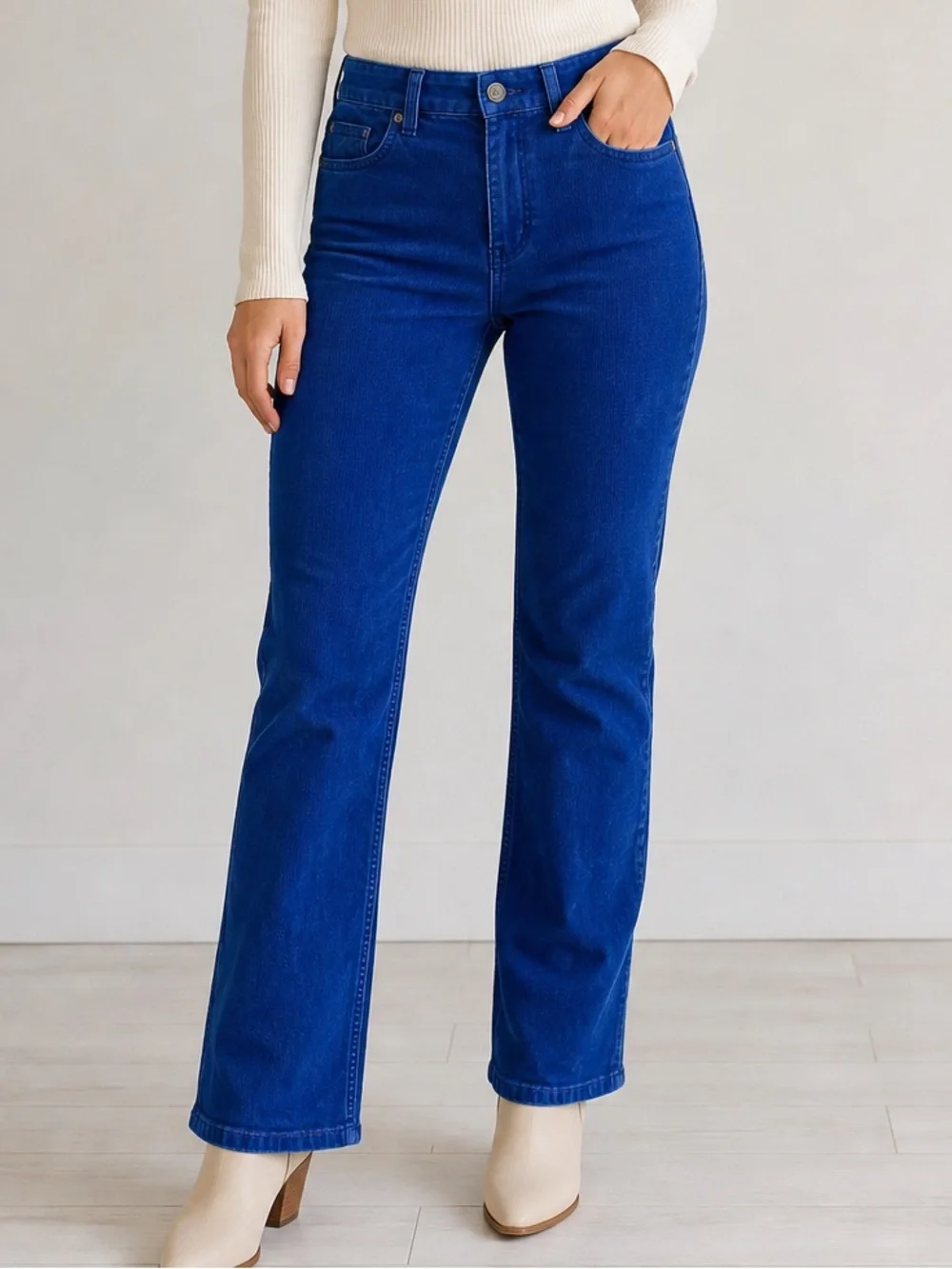 J.Crew Favorite Fit Corduroy Pants Royal Cobalt Blue 27 Stretch Bootcut EUC